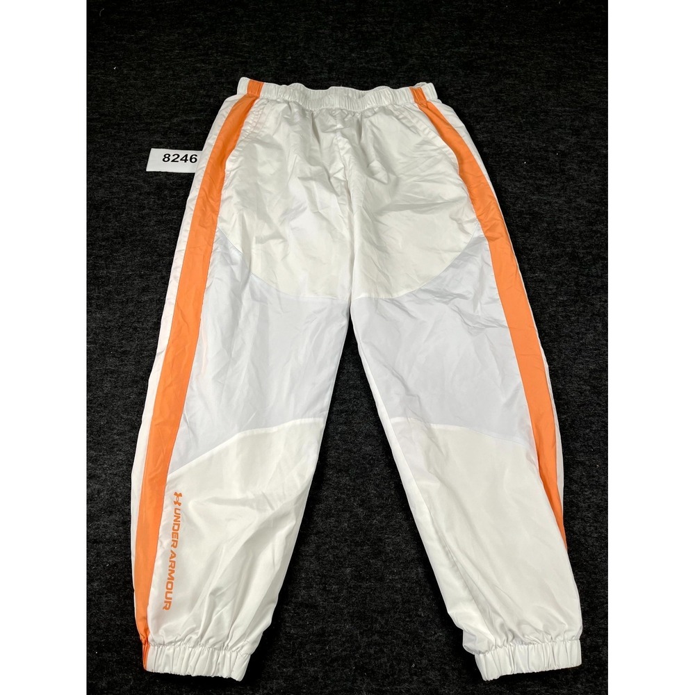Under Armour Track Pants Mens Large White Lined Tapered Leg Athletic Trainingโ